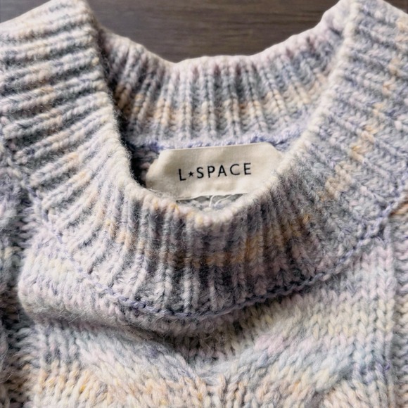 L*Space Ojai Pullover Cable Chunky Sweater Knit Cropped Pastel Multicolor Size S - Picture 7 of 8